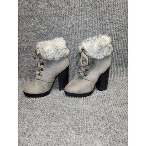 Womens Size 6 Charlotte Russe Shelby4.5" High Heel Suede‎ Grey Boots